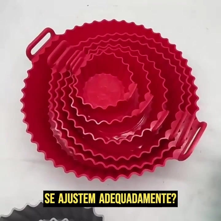 Kit 6 Cesto Em Silicone Antiaderente Air Fryer Reutilizável Protetor Microondas Panela Forno Cesta