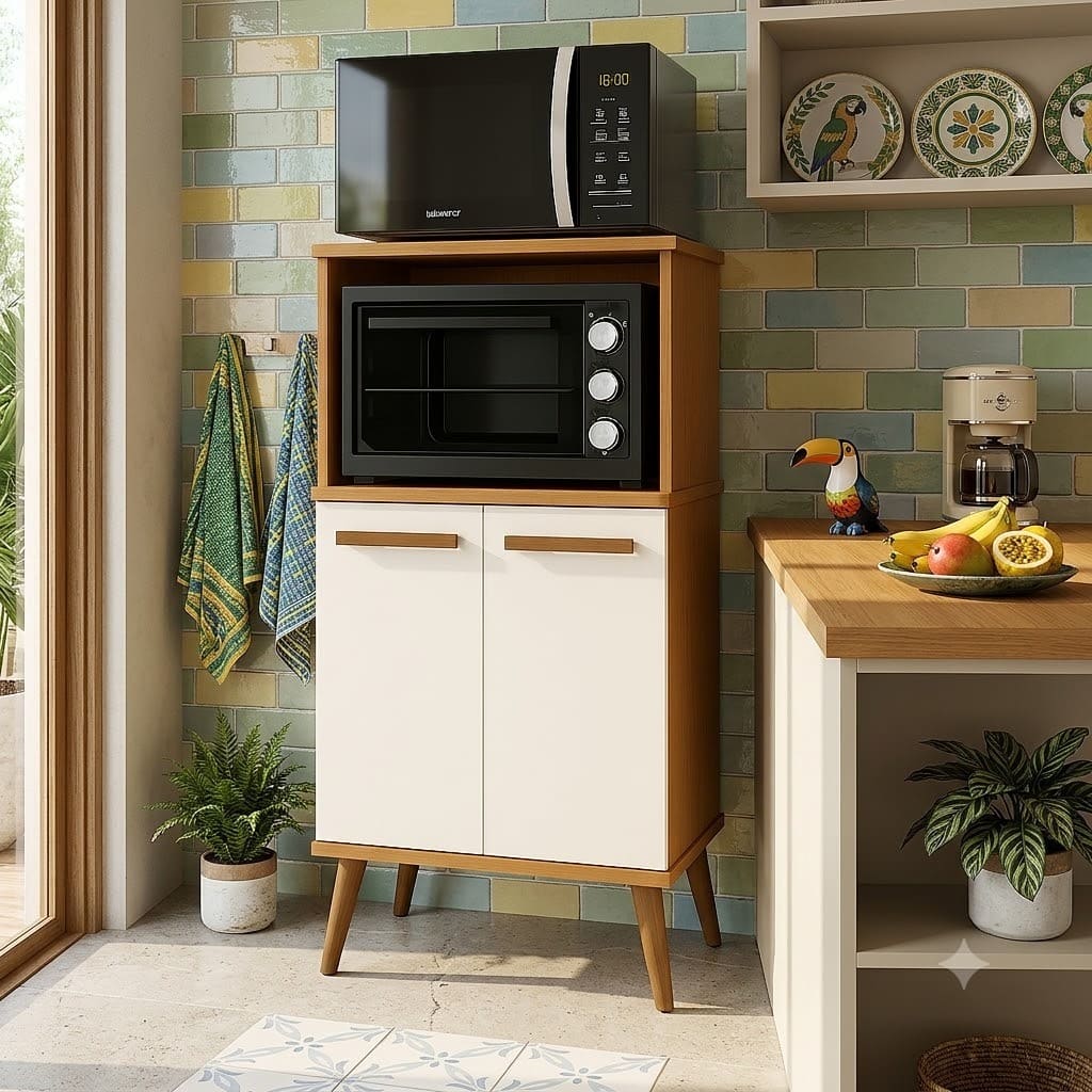 Paneleiro Torre Quente Cozinha Lisboa Para Microondas e Forno 2 Portas Multiuso Resistente